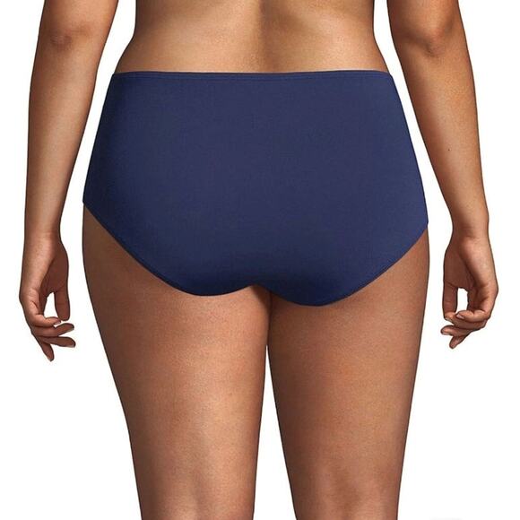 LANDS' END Draper James Plus 16W Navy Blue Retro High Waist Bikini Swim Bottom - Picture 2 of 6